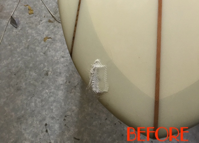 レールのフォーム欠損 – サーフボードリペア Before & After